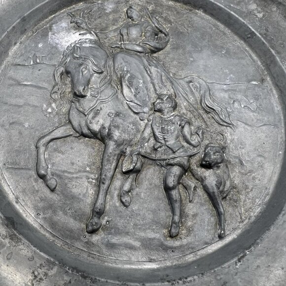 Antique Dutch Pewter Decor Plate 9" Angel Mark - Picture 2 of 8